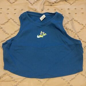 Nike Blue Sleeveless Top with Floral Logo